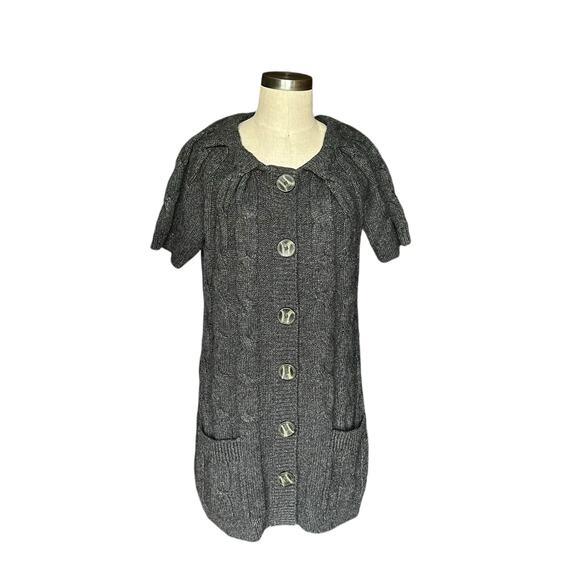 VINCE Charcoal Gray Button Front Knit Sweater Women's Size Large Alpaca Wool - Picture 1 of 7
